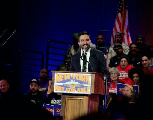 Change in the Air, at Cool Outdoor Rally for Mayoral Candidate Mamdani